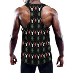 Christmas Deer Argyle Pattern Print Training Tank Top