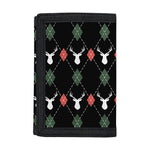 Christmas Deer Argyle Pattern Print Trifold Wallet