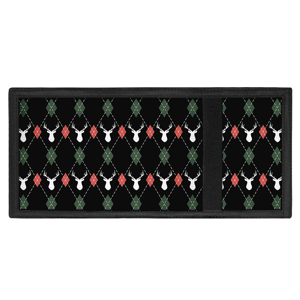 Christmas Deer Argyle Pattern Print Trifold Wallet