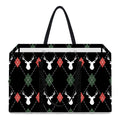 Christmas Deer Argyle Pattern Print Utility Tote Bag