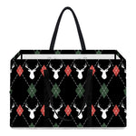 Christmas Deer Argyle Pattern Print Utility Tote Bag