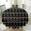 Christmas Deer Argyle Pattern Print Waterproof Round Tablecloth