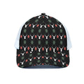 Christmas Deer Argyle Pattern Print White Mesh Trucker Hat