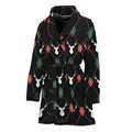 Christmas Deer Argyle Pattern Print Women's Bathrobe