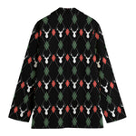 Christmas Deer Argyle Pattern Print Women's Blazer
