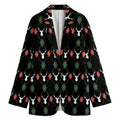 Christmas Deer Argyle Pattern Print Women's Cotton Blazer