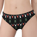 Christmas Deer Argyle Pattern Print Women's Panties