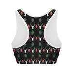 Christmas Deer Argyle Pattern Print Women's Sports Bra