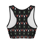 Christmas Deer Argyle Pattern Print Women's Sports Bra