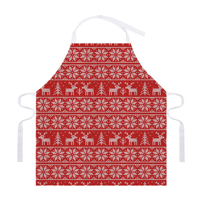 Christmas Deer Knitted Pattern Print Adjustable Apron