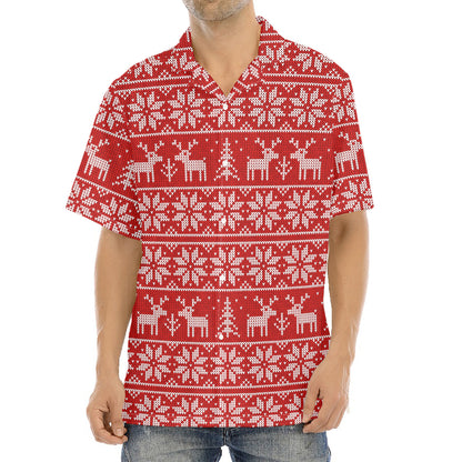 Christmas Deer Knitted Pattern Print Aloha Shirt