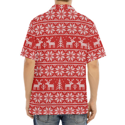 Christmas Deer Knitted Pattern Print Aloha Shirt