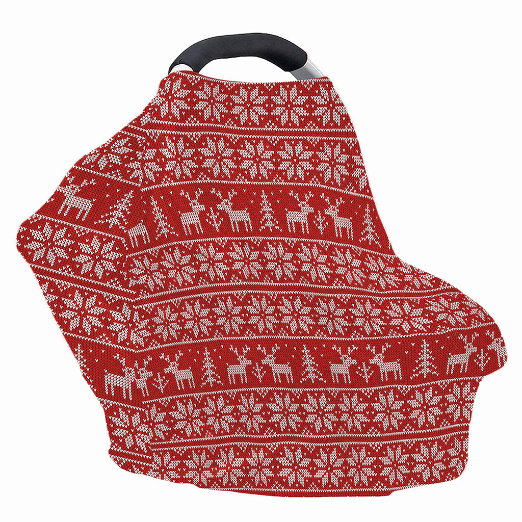 Christmas Deer Knitted Pattern Print Baby Seat Cover