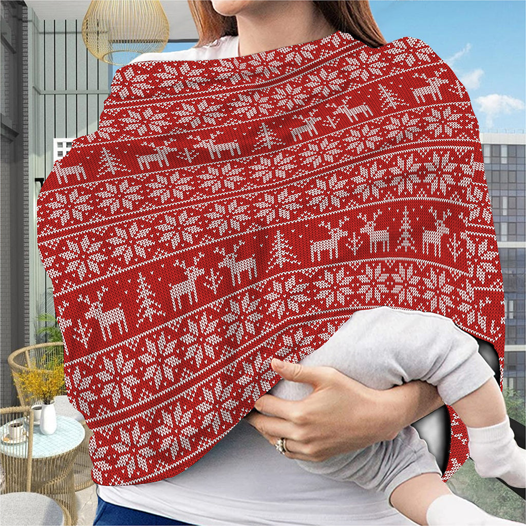 Christmas Deer Knitted Pattern Print Baby Seat Cover