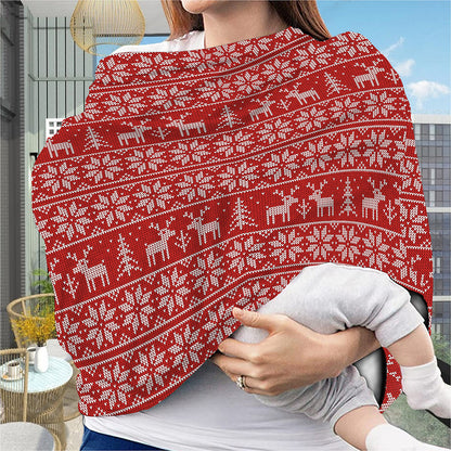 Christmas Deer Knitted Pattern Print Baby Seat Cover