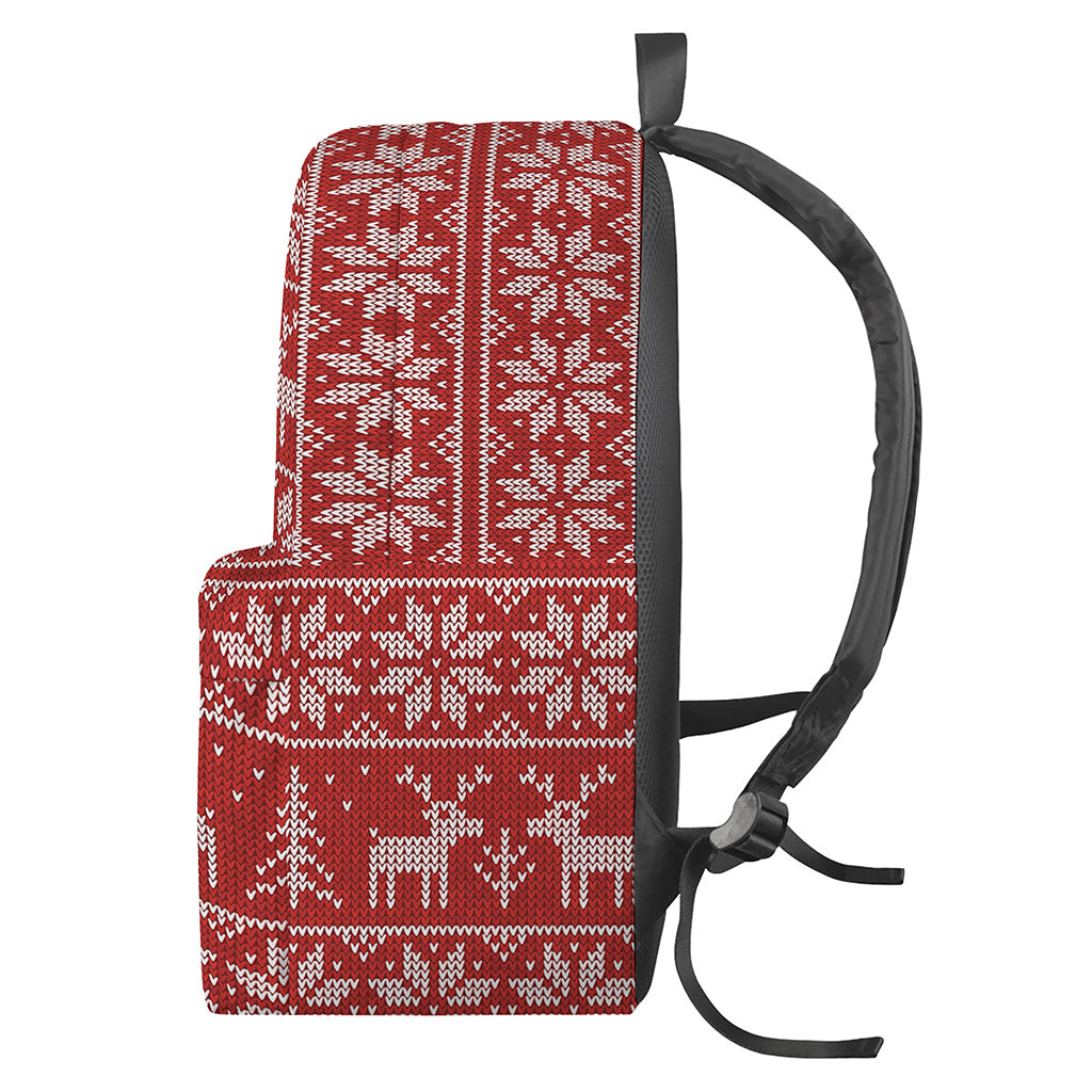 Christmas Deer Knitted Pattern Print Backpack