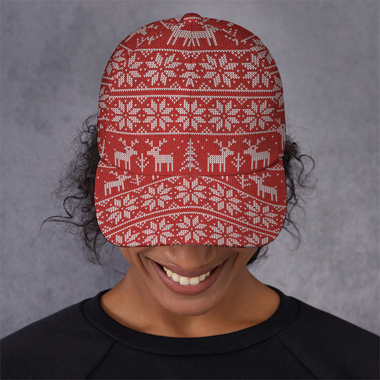Christmas Deer Knitted Pattern Print Baseball Cap