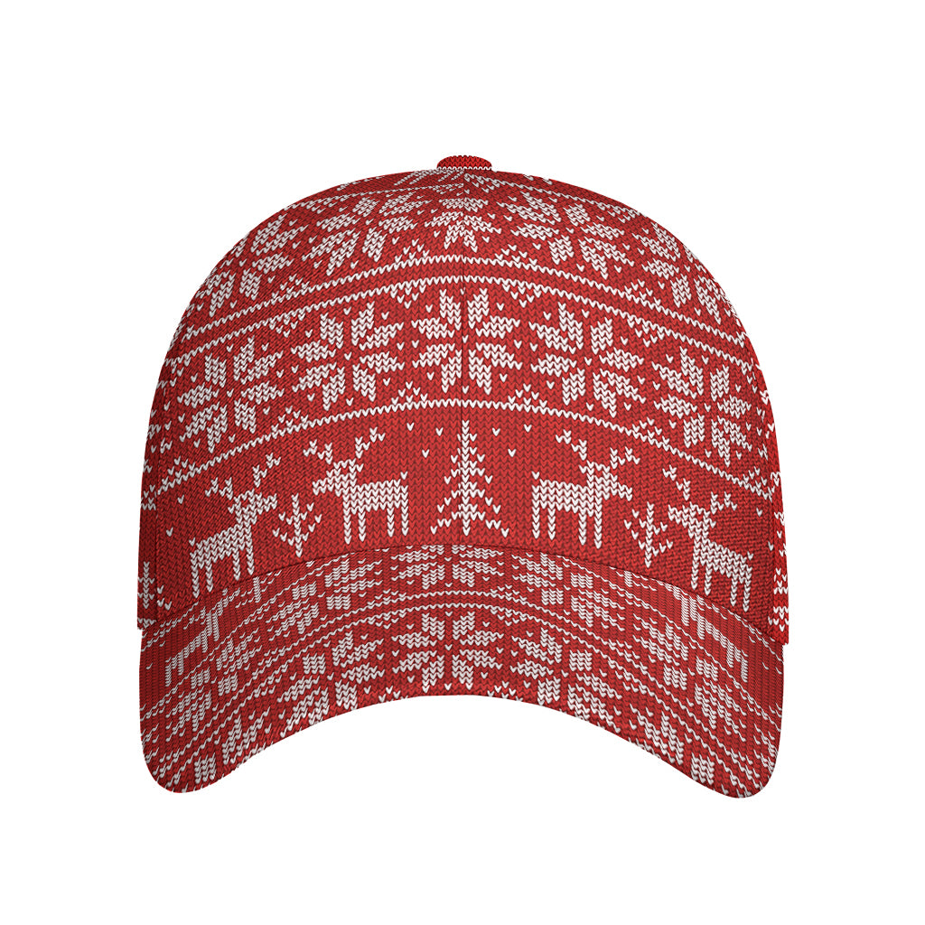 Christmas Deer Knitted Pattern Print Baseball Cap