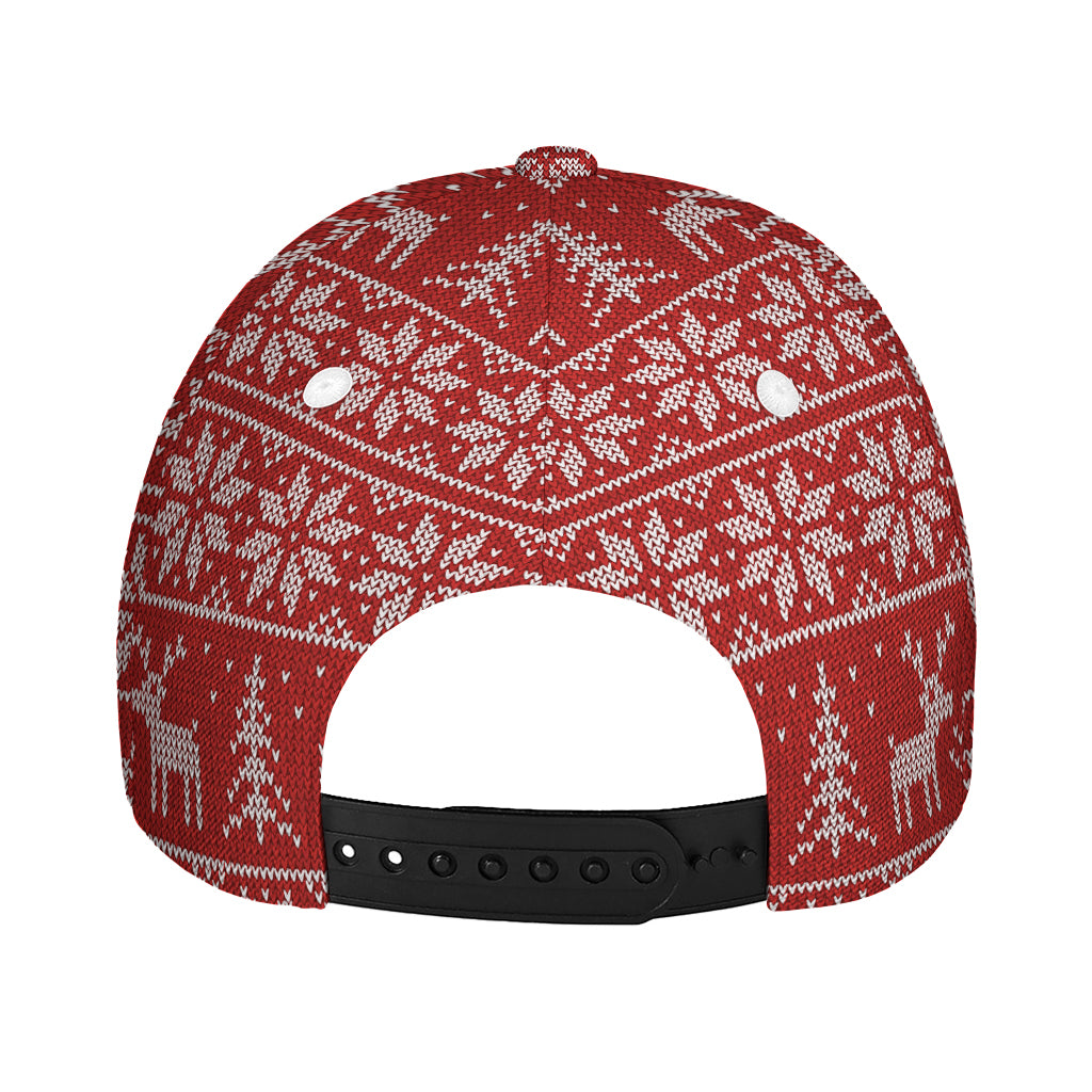 Christmas Deer Knitted Pattern Print Baseball Cap