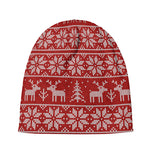 Christmas Deer Knitted Pattern Print Beanie