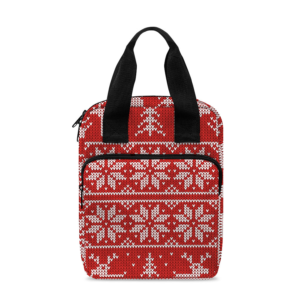 Christmas Deer Knitted Pattern Print Bible Tote Bag