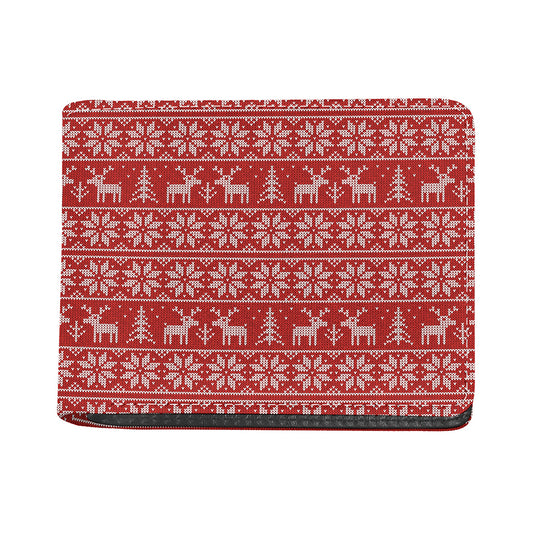 Christmas Deer Knitted Pattern Print Bifold Wallet