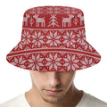 Christmas Deer Knitted Pattern Print Bucket Hat