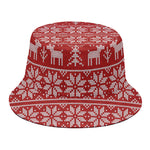 Christmas Deer Knitted Pattern Print Bucket Hat