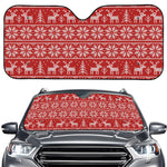 Christmas Deer Knitted Pattern Print Car Windshield Sun Shade