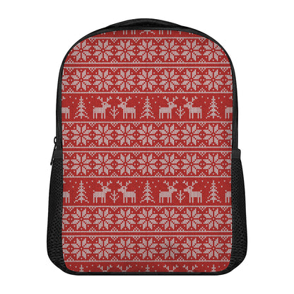 Christmas Deer Knitted Pattern Print Casual Backpack