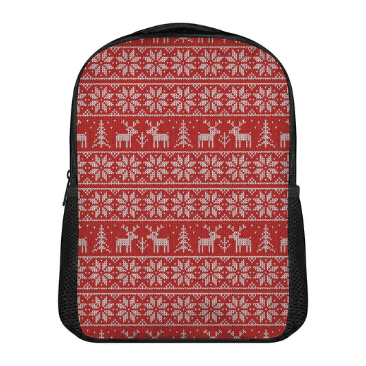 Christmas Deer Knitted Pattern Print Casual Backpack