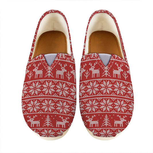 Christmas Deer Knitted Pattern Print Casual Shoes