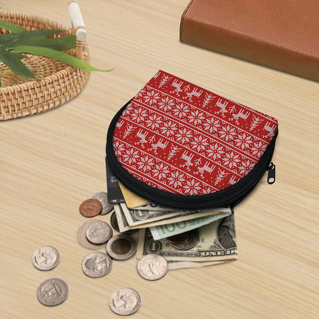 Christmas Deer Knitted Pattern Print Coin Purse