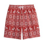 Christmas Deer Knitted Pattern Print Cotton Shorts