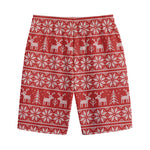 Christmas Deer Knitted Pattern Print Cotton Shorts