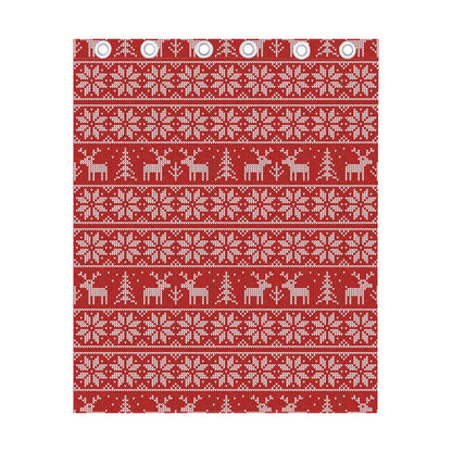 Christmas Deer Knitted Pattern Print Curtain