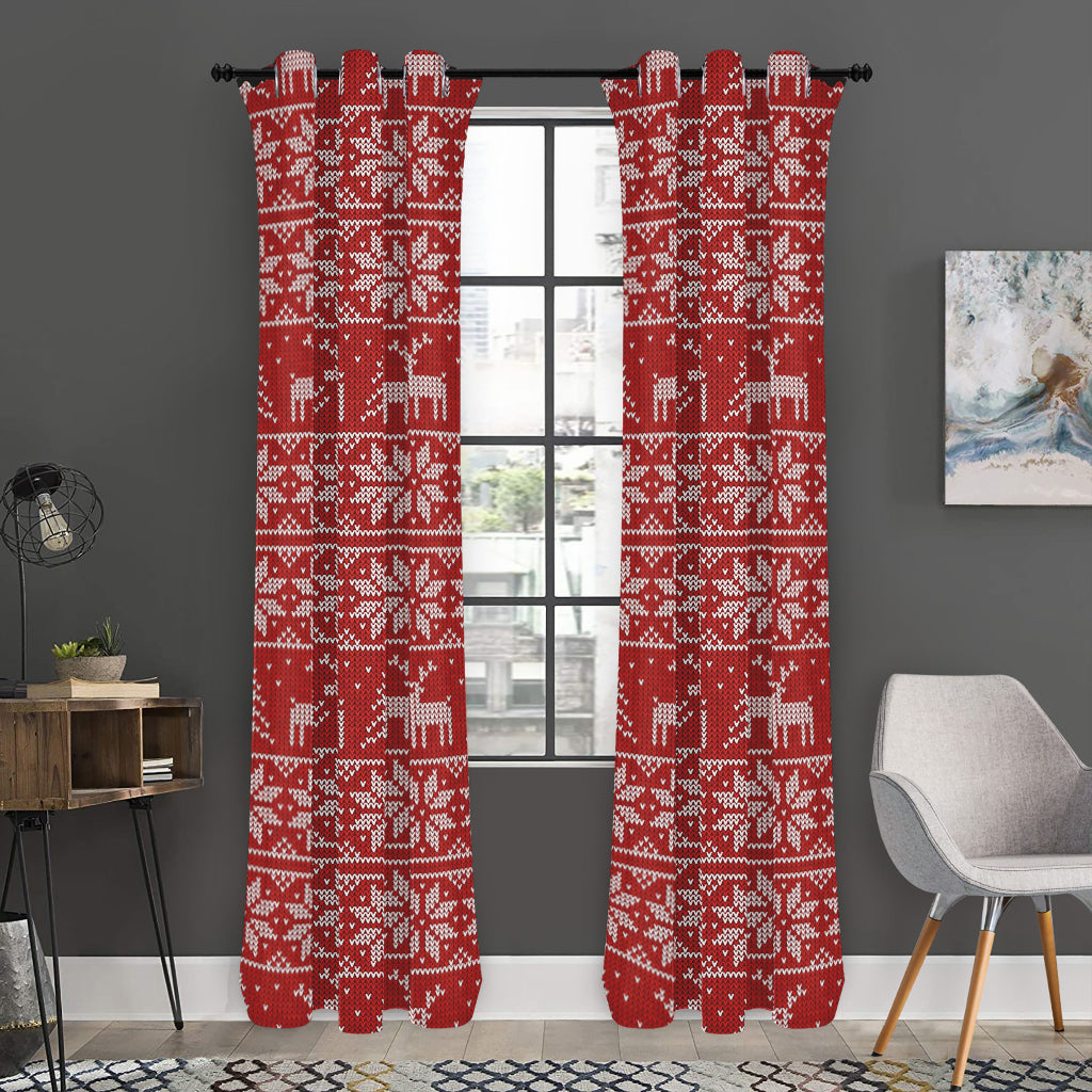 Christmas Deer Knitted Pattern Print Curtain