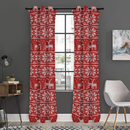 Christmas Deer Knitted Pattern Print Curtain