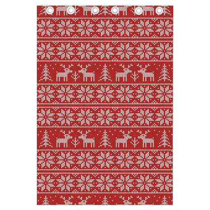 Christmas Deer Knitted Pattern Print Curtain