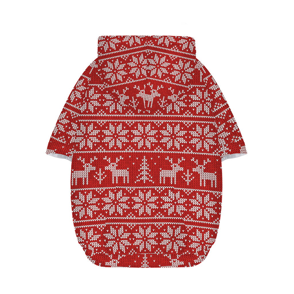 Christmas Deer Knitted Pattern Print Dog Zip Up Hoodie