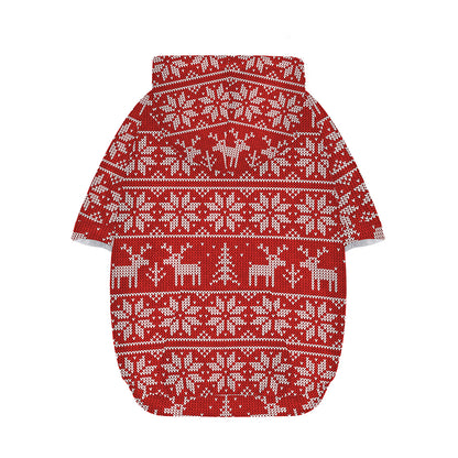 Christmas Deer Knitted Pattern Print Dog Zip Up Hoodie