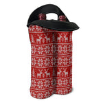 Christmas Deer Knitted Pattern Print Double Neoprene Wine Tote