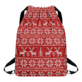 Christmas Deer Knitted Pattern Print Drawstring Backpack