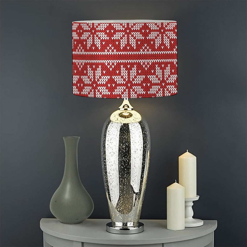 Christmas Deer Knitted Pattern Print Drum Lamp Shade
