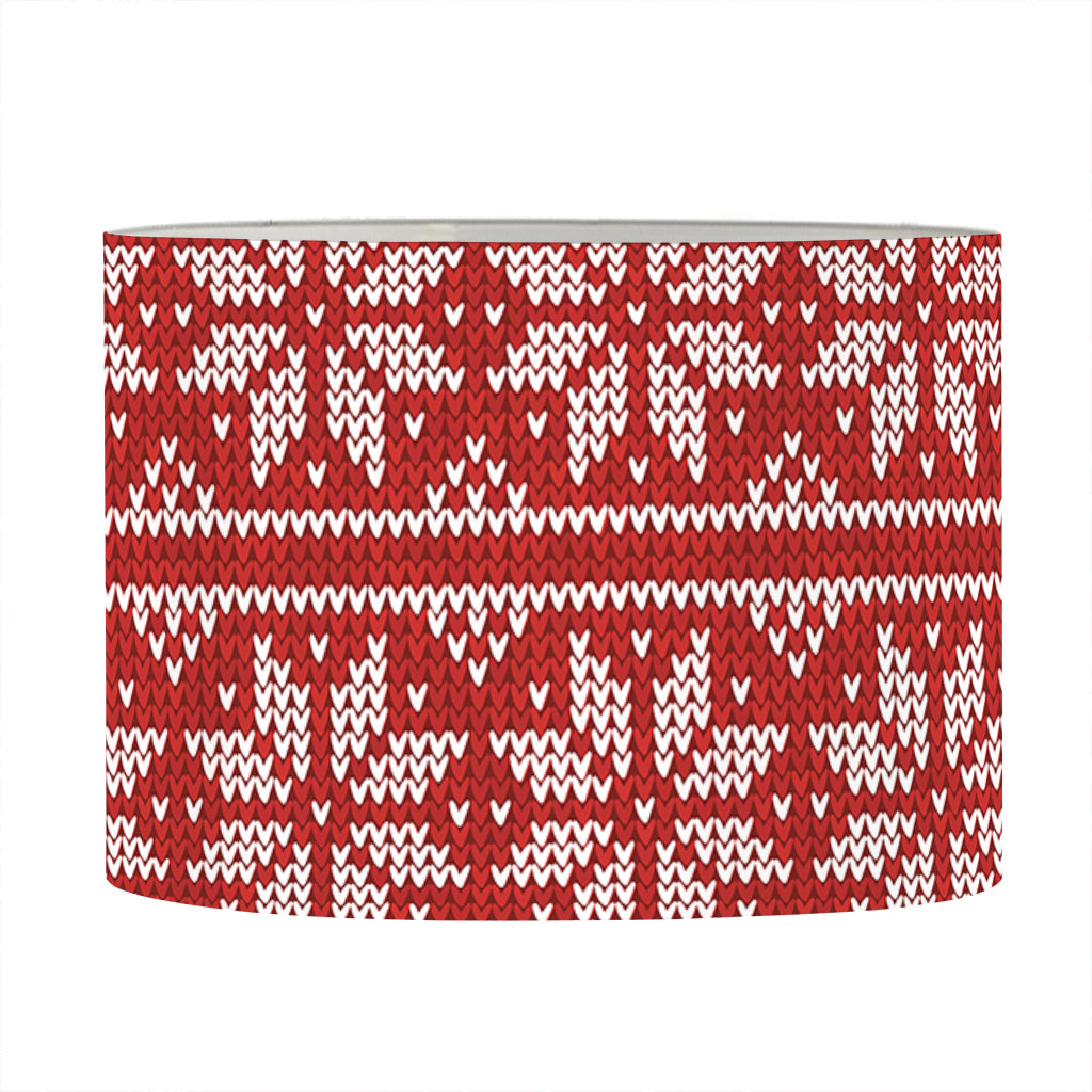 Christmas Deer Knitted Pattern Print Drum Lamp Shade