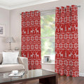 Christmas Deer Knitted Pattern Print Extra Wide Grommet Curtains