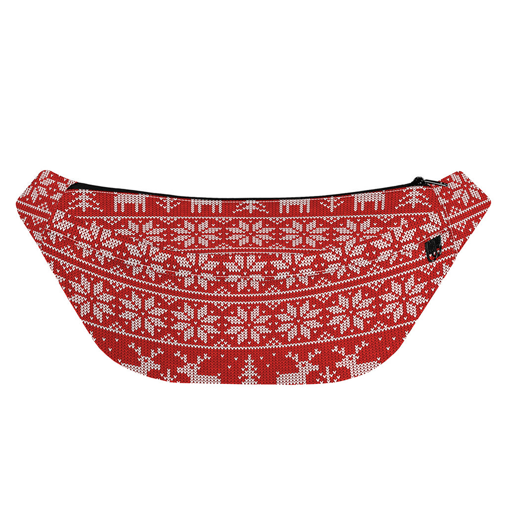 Christmas Deer Knitted Pattern Print Fanny Pack