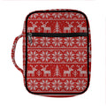 Christmas Deer Knitted Pattern Print Front Pocket Bible Bag