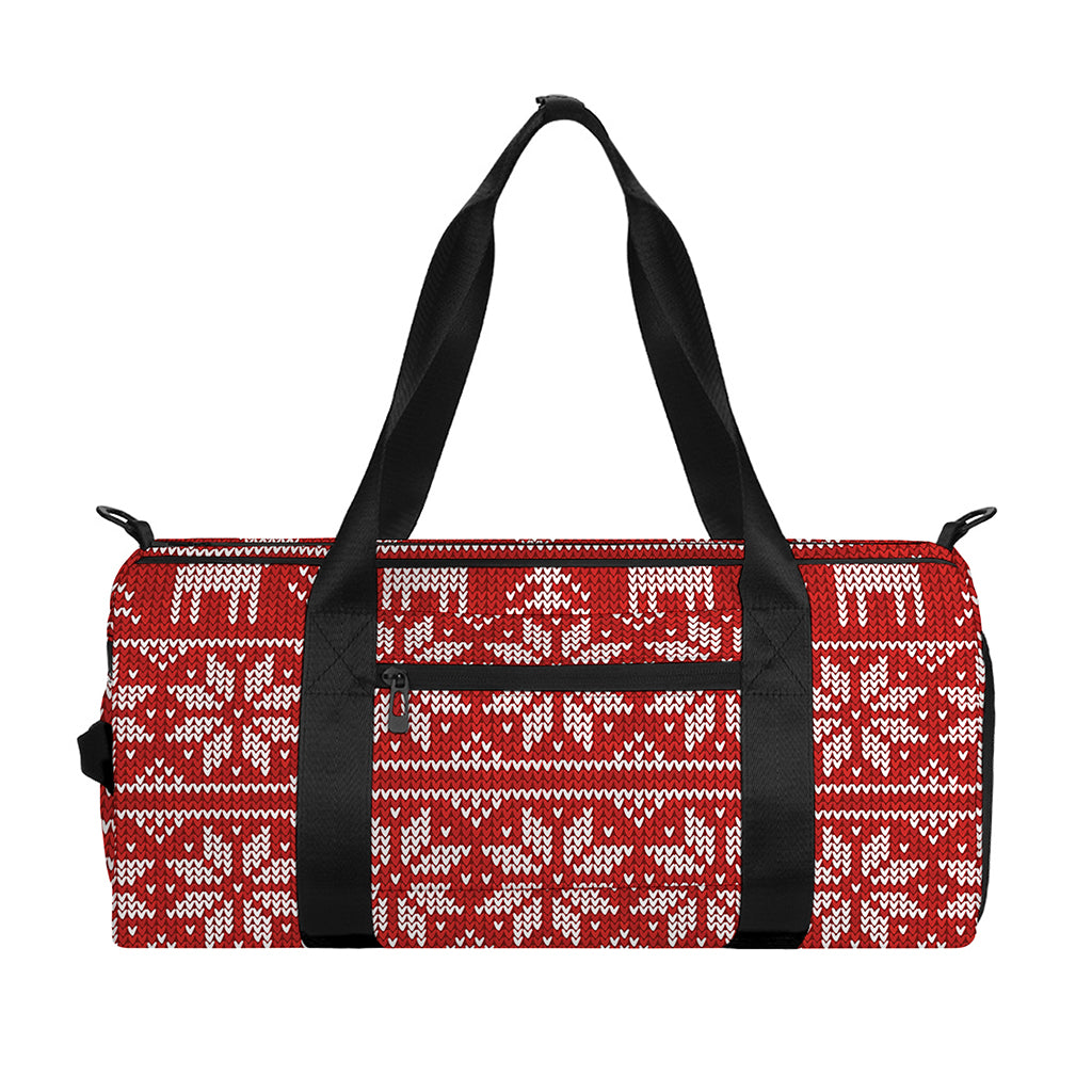 Christmas Deer Knitted Pattern Print Gym Bag
