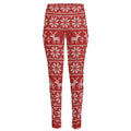 Christmas Deer Knitted Pattern Print High-Waisted Pocket Leggings